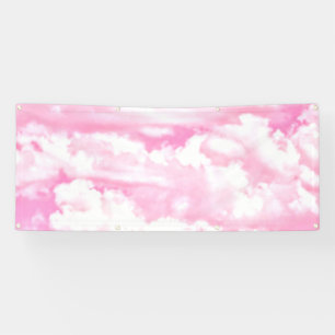 Happy Clouds roze beeldscherm Spandoek