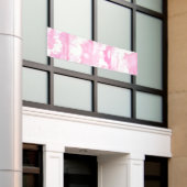 Happy Clouds roze beeldscherm Spandoek (Buitenkant Gebouw)