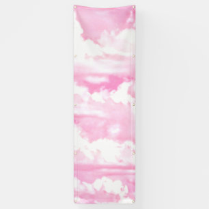 Happy Clouds roze beeldscherm Spandoek