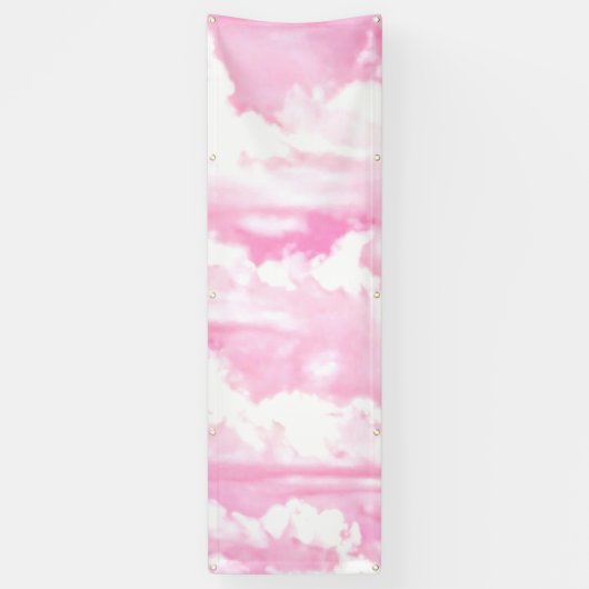 Happy Clouds roze beeldscherm Spandoek (Verticaal)