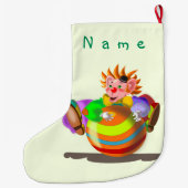 Happy Clown Christmas Stocking met aangepaste naam Grote Kerstsok (Achterkant)