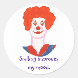 Happy Clown Face, glimlachen verbetert mijn stemmi Ronde Sticker