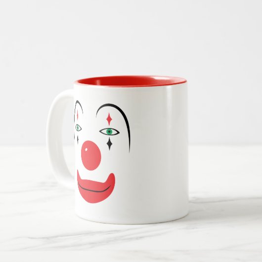 Happy Clown Face Tweekleurige Koffiemok (Voorkant links)