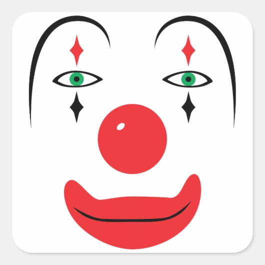 Happy Clown Face Vierkante Sticker (Voorkant)
