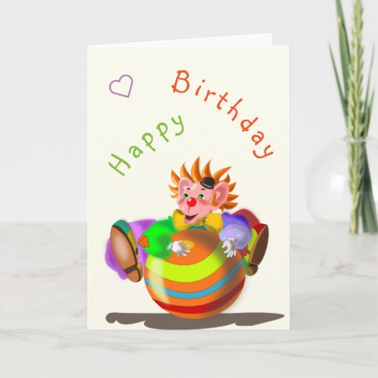 Happy Clown Funny Birthday Kaart - (Voorkant)