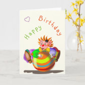 Happy Clown Funny Birthday Kaart - (Gele Bloem)