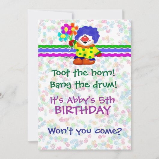Happy Clown Invitation Kaart (Voorkant)