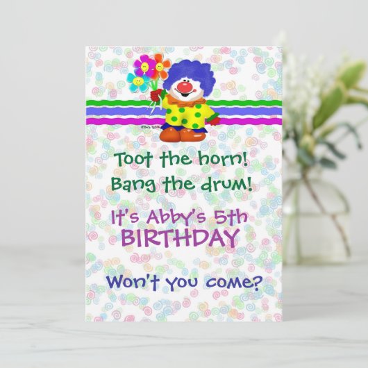 Happy Clown Invitation Kaart (Staand voorkant)