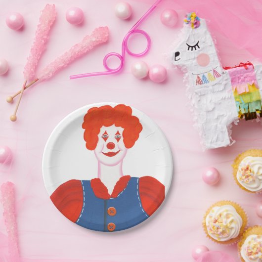 Happy Clown Red Hair Birthday Borden Papieren Bordje (Feest)