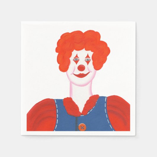 Happy Clown Rood Haar Verjaardag Papier Servetten (Voorkant)
