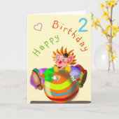 Happy Clown Verjaardag Kaart -  (Gele Bloem)