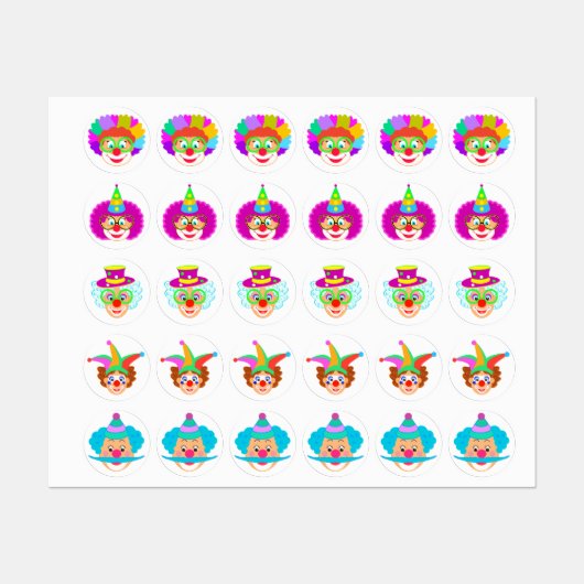 Happy Clowns Carnival Party Purim Festival Labels (Vel)
