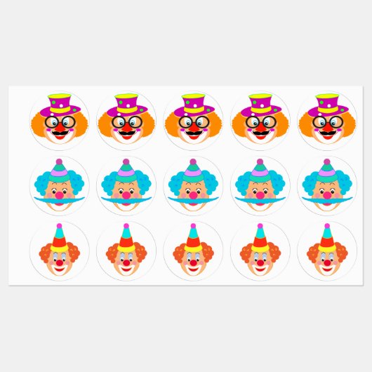 Happy Clowns Carnival Party Purim Festival Labels (Vel)