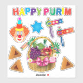 Happy Clowns Purim Festival Party Carnaval Symbols Sticker (Vel)