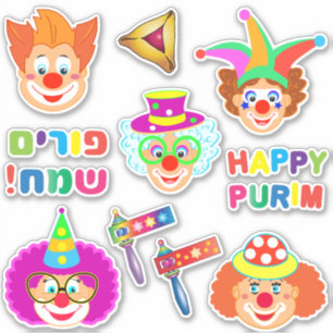 Happy Clowns Purim Festival Party feestelijke symb Sticker