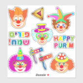 Happy Clowns Purim Festival Party feestelijke symb Sticker (Vel)