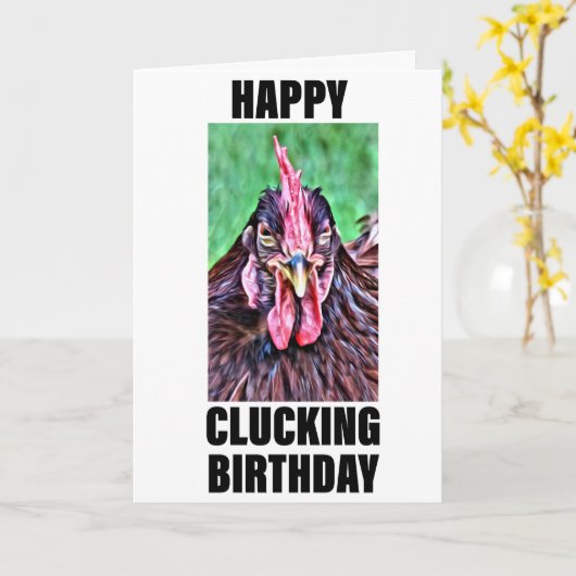 Happy Clucking Birthday Kaart (Gele Bloem)