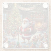 Happy Cluckmas, Glass Coaster Glazen Onderzetter (Achterkant)