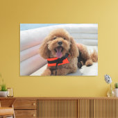 Happy Cockapoo Dog op Pontoon Boat glimlacht Canvas Afdruk (Insitu (Woonkamer))