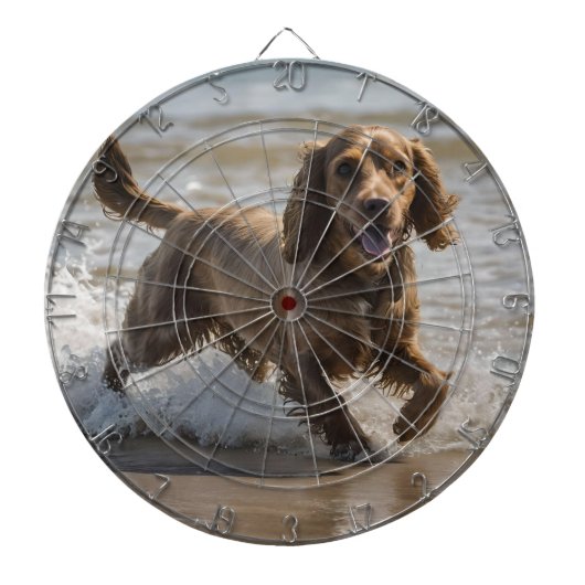 Happy Cocker Spaniel Beach Fun Day, Dartbord (Voorkant)
