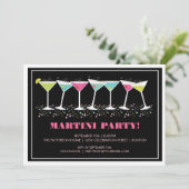 Happy Cocktails Martini Party Invitation Kaart (Staand voorkant)