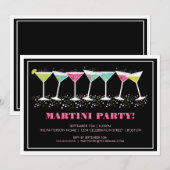 Happy Cocktails Martini Party Invitation Kaart (Voorkant / Achterkant)