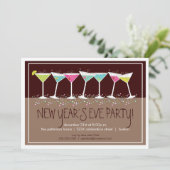 Happy Cocktails - Uitnodiging van nieuwjaarsfeest (Staand voorkant)
