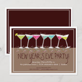 Happy Cocktails - Uitnodiging van nieuwjaarsfeest (Voorkant / Achterkant)