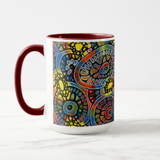 Happy Coffee Acrylhand gekleurd rustic Modern Mok (Links)