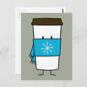 Happy Coffee Cup met sjaal Briefkaart (Voorkant / Achterkant)