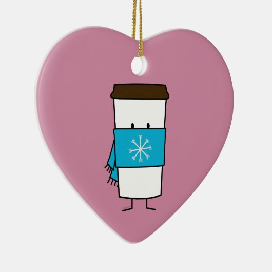 Happy Coffee Cup met sjaal Keramisch Ornament (Rechts)