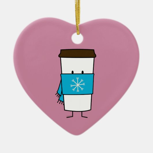 Happy Coffee Cup met sjaal Keramisch Ornament (Voorkant)