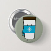 Happy Coffee Cup met sjaal Ronde Button 5,7 Cm (Voorkant /achterkant)