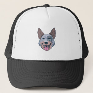 Happy Collie Dog Face Trucker Pet