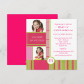 Happy Color Block Little Girl Party Invitation Kaart (Voorkant / Achterkant)