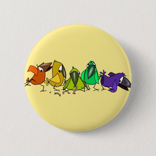 Happy Colorful Birds Button Fun (Voorkant)