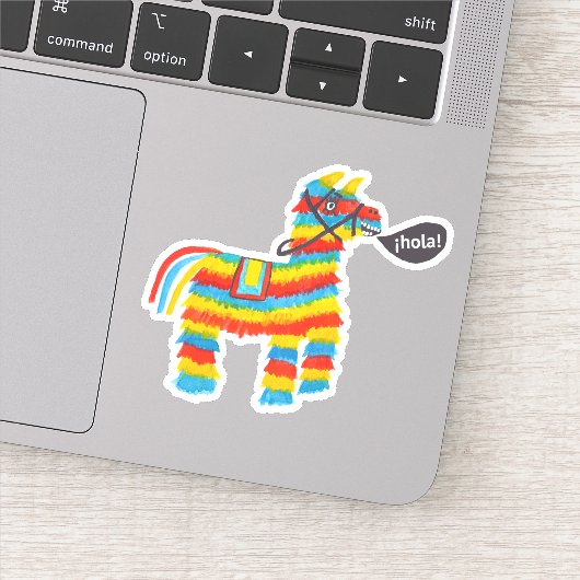 Happy Colorful burro piñata zegt "hola" Sticker (Detail)