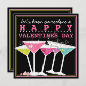 Happy Colorful Cocktails Valentijnsdag Party Kaart (Voorkant / Achterkant)