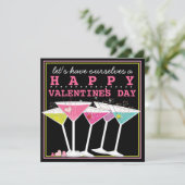 Happy Colorful Cocktails Valentijnsdag Party Kaart (Staand voorkant)