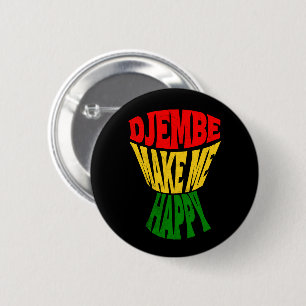 Happy Colorful Djembe maakt me blij met de Afrikaa Ronde Button 5,7 Cm