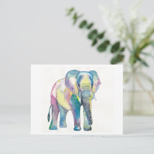 Happy Colorful Elephant Briefkaart (Staand voorkant)
