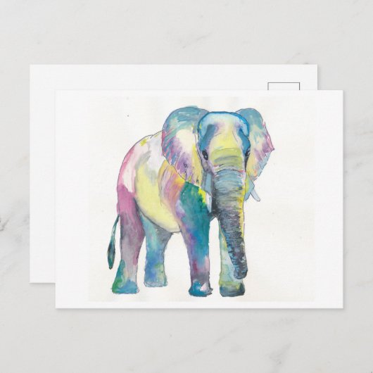 Happy Colorful Elephant Briefkaart (Voorkant / Achterkant)