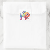 Happy Colorful Fish Vierkante Sticker (Tas)
