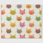 Happy Colorful kawaii Cartoon Kattenpatroon Cadeaupapier (Vlak)