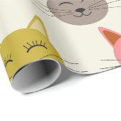 Happy Colorful kawaii Cartoon Kattenpatroon Cadeaupapier (Rol Hoek)