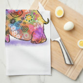 Happy Colorful Moeder en Baby Elephant - Tekening  Theedoek (Quarter Fold)