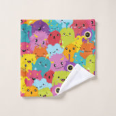 Happy Colorful Monsters Patroon Bad Handdoek (Wasdoekje)