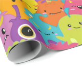 Happy Colorful Monsters Patroon Cadeaupapier (Rol Hoek)
