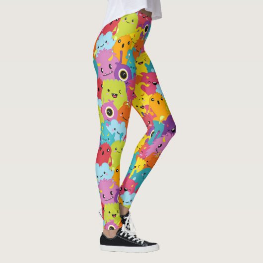 Happy Colorful Monsters Patroon Leggings (Rechts)