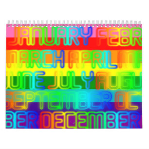 Happy Colorful Rainbow Colors Typografie Kalender